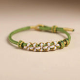 Green Lucky Clover Handwoven Bracelet - Cerapoet